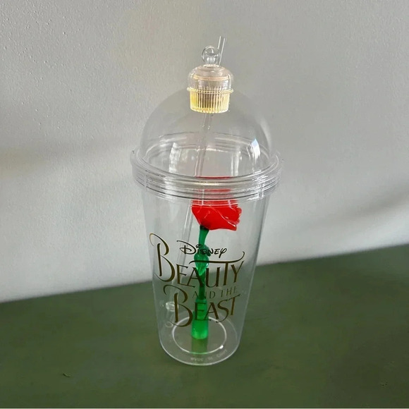 Disney Parks Collectible Drink Tumbler Cup Light Up Beauty And The Beast Rose 🌹 - Picture 4 of 9